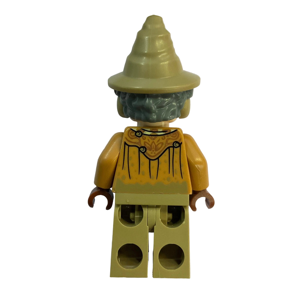 Professor Pomona Sprout - Dirty Cloak, Dark Green Holly Brooch, Dark Tan Legs, hp570 - LEGO® Harry Potter Minifigure