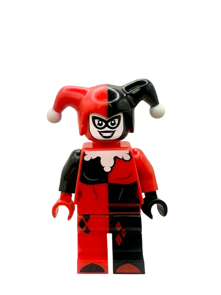 Harley Quinn - Jester's Cap, Black and Red Hands, Rounded Collar, sh0959 - LEGO® DC Super Heroes Minifigure